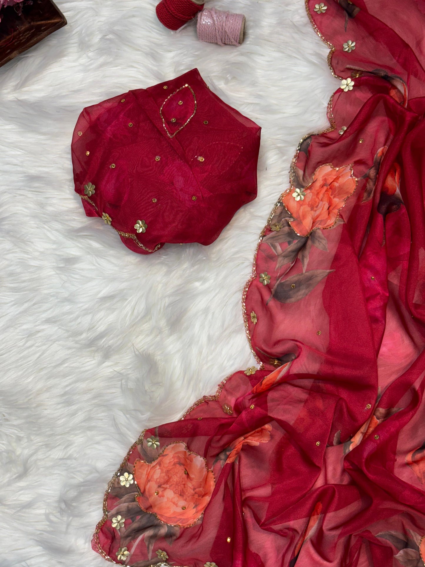 Premium Pure Soft Teby Silk Saree with Digital Floral Prints