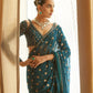 Heavy Faux Georgette Sequence Embroidery Saree 5mm Sequins Box Work