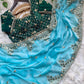 Premium Fendy Satin Saree with 3mm Sequence Embroidery & Designer Blouse