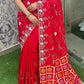 Premium Dola Silk Bandhej Weaving Saree with Pittha Work & Designer Pallu