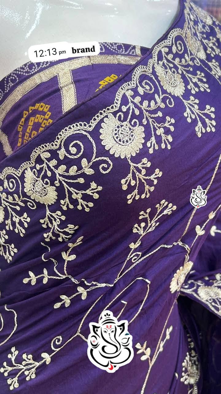 Premium Dola Silk Bandhej Weaving Saree with Pittha Work & Designer Pallu