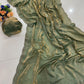 Premium Space Satin Soft Silk Saree with Jarkhan Work & Running Work Blouse