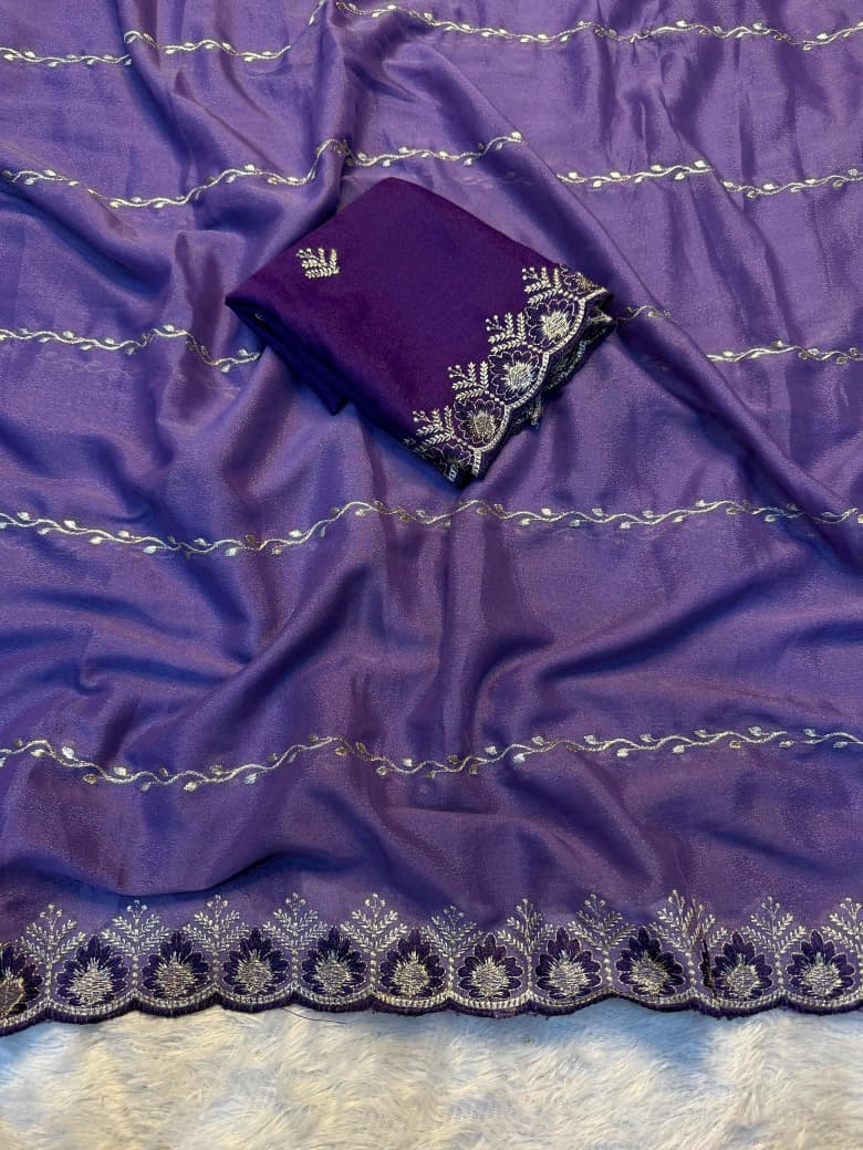 Premium Star Georgette Lehariya Saree with Designer C-Pallu & Embroidered Blouse