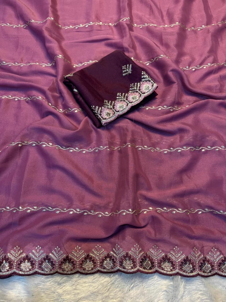 Premium Star Georgette Lehariya Saree with Designer C-Pallu & Embroidered Blouse