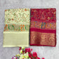 Premium Dola Silk Kalamkari Printed Saree with Jacquard Border & Matching Blouse