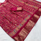 Premium Dola Silk Kalamkari Printed Saree with Jacquard Border & Matching Blouse