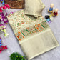 Premium Dola Silk Kalamkari Printed Saree with Jacquard Border & Matching Blouse