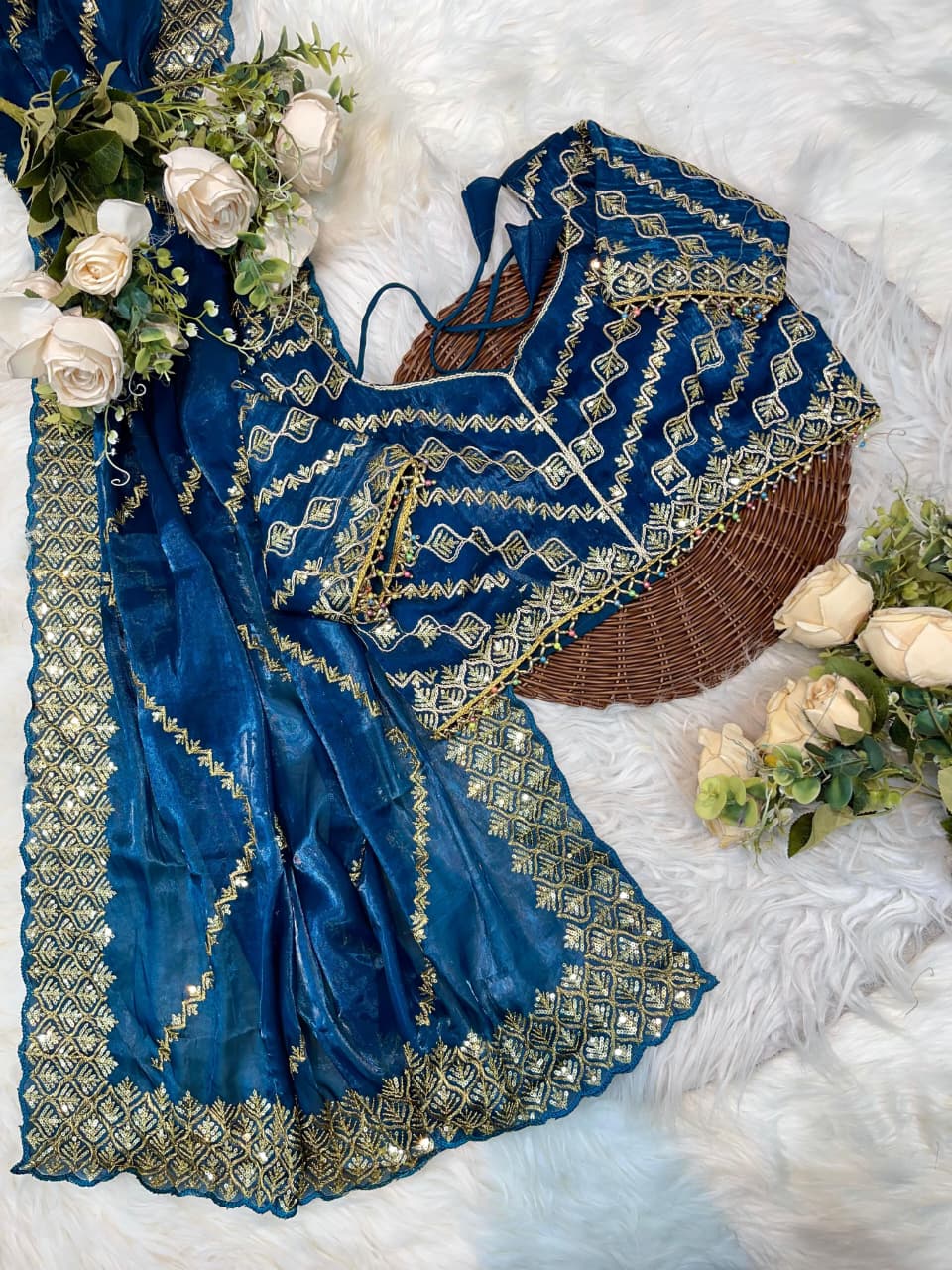 Pure Soft Zimmy Choo Silk Lehariya Saree with Heavy Embroidered Borders