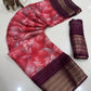 Premium Rekoo Jari Printed Saree with Matching Blouse