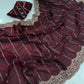 Premium Fendy Satin Sequence Embroidery Work Saree with Running Blouse