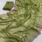 Premium Fendy Satin Sequence Embroidery Work Saree with Running Blouse