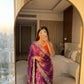 Pure Chinnon Prism Dyable Saree Heavy Embroidery & Sequin Work