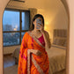 Pure Chinnon Prism Dyable Saree Heavy Embroidery & Sequin Work
