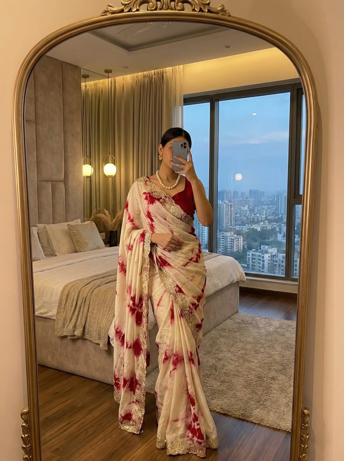 Pure Chinnon Prism Dyable Saree Heavy Embroidery & Sequin Work