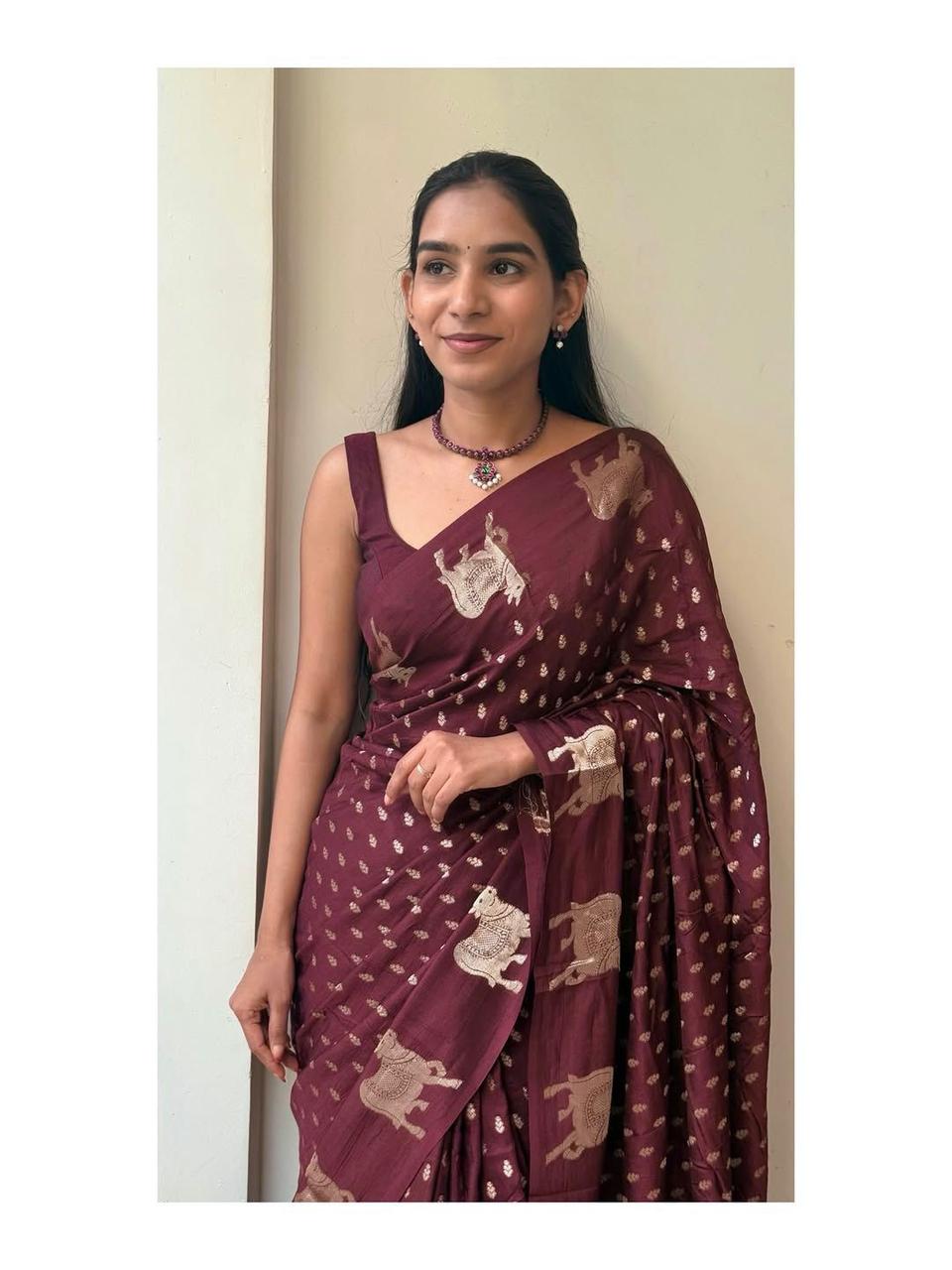 Elegant Premium Viscose Russian Weaving Saree with Running Blouse