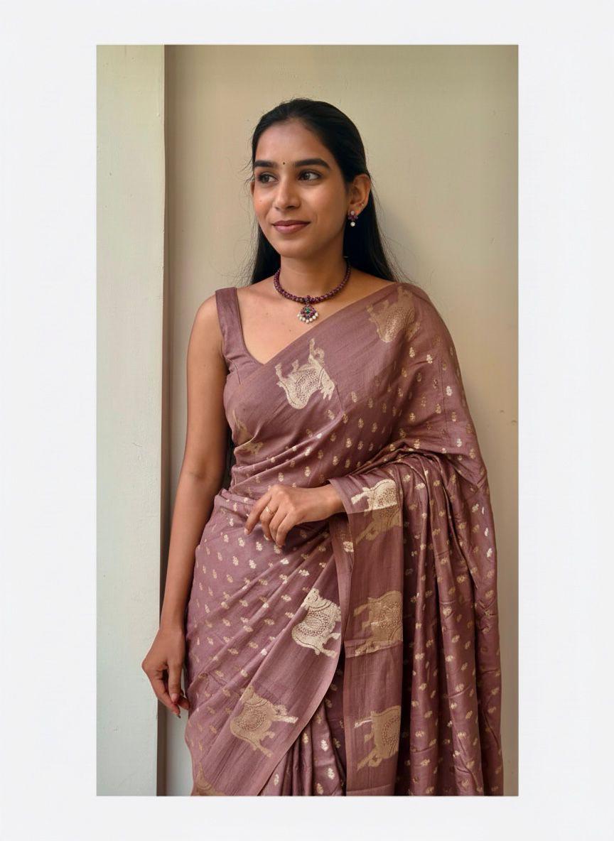 Elegant Premium Viscose Russian Weaving Saree with Running Blouse