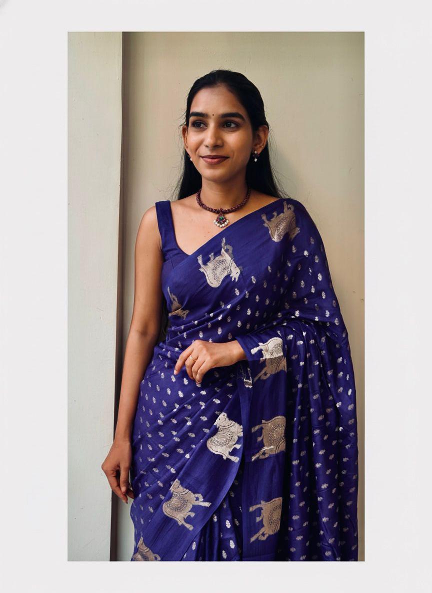 Elegant Premium Viscose Russian Weaving Saree with Running Blouse