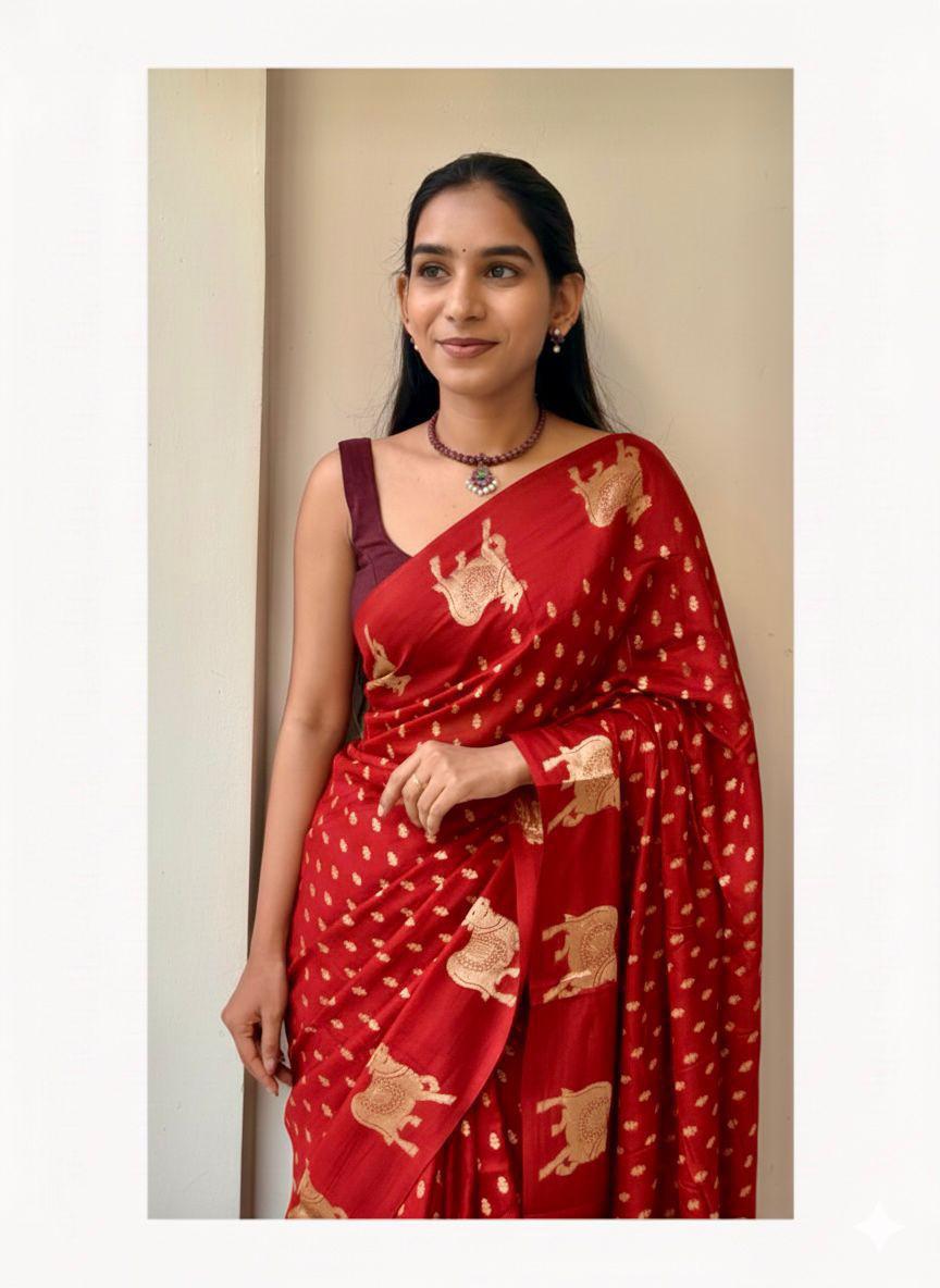 Elegant Premium Viscose Russian Weaving Saree with Running Blouse