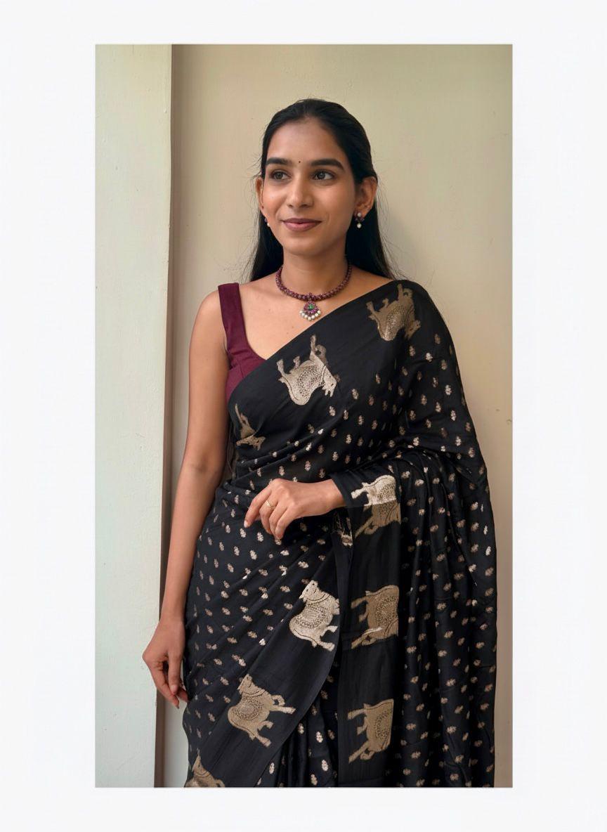 Elegant Premium Viscose Russian Weaving Saree with Running Blouse