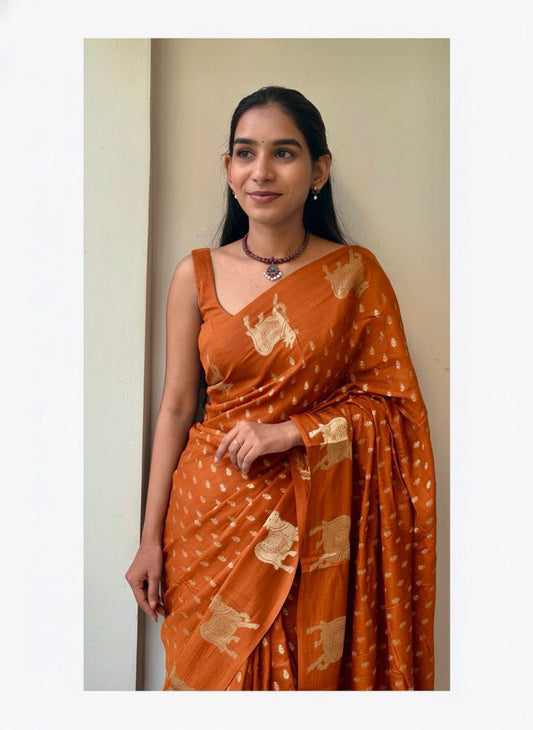 Elegant Premium Viscose Russian Weaving Saree with Running Blouse