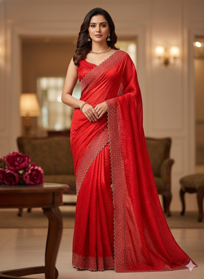 Special Edition Original Jimmu Chu Saree with Zarkhan & Diamond Work