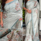 Premium Pure Tussar Linen Saree with Digital Print & Sequin Work