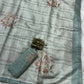 Premium Pure Tussar Linen Saree with Digital Print & Sequin Work