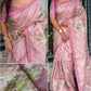 Premium Pure Tussar Linen Saree with Digital Print & Sequin Work