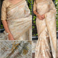 Premium Pure Tussar Linen Saree with Digital Print & Sequin Work