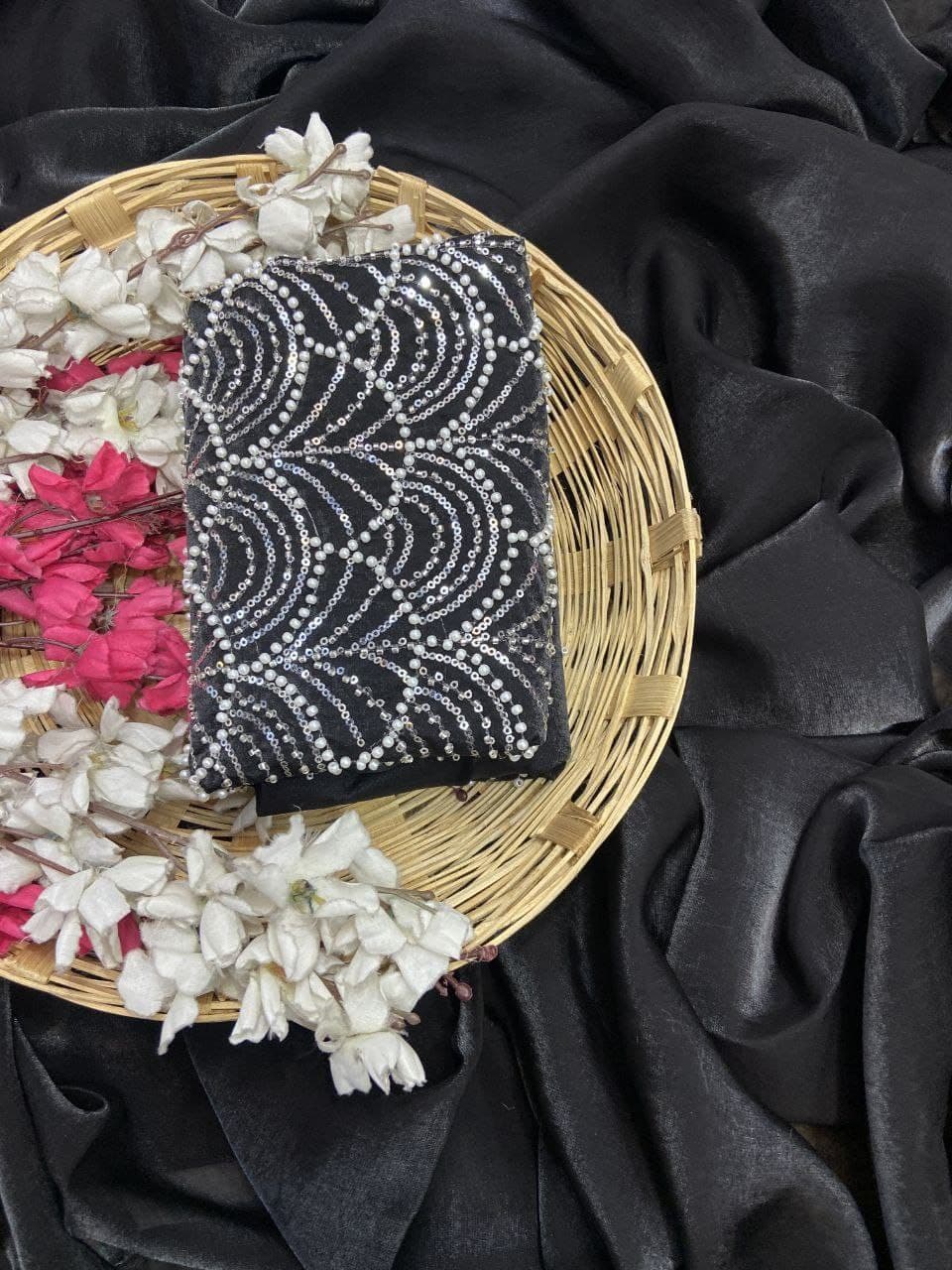 Celebrity Inspired Soft Space Silk Saree with Designer Blouse