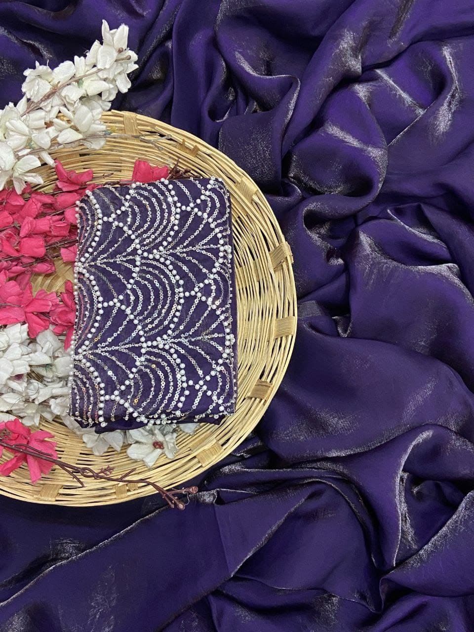 Celebrity Inspired Soft Space Silk Saree with Designer Blouse