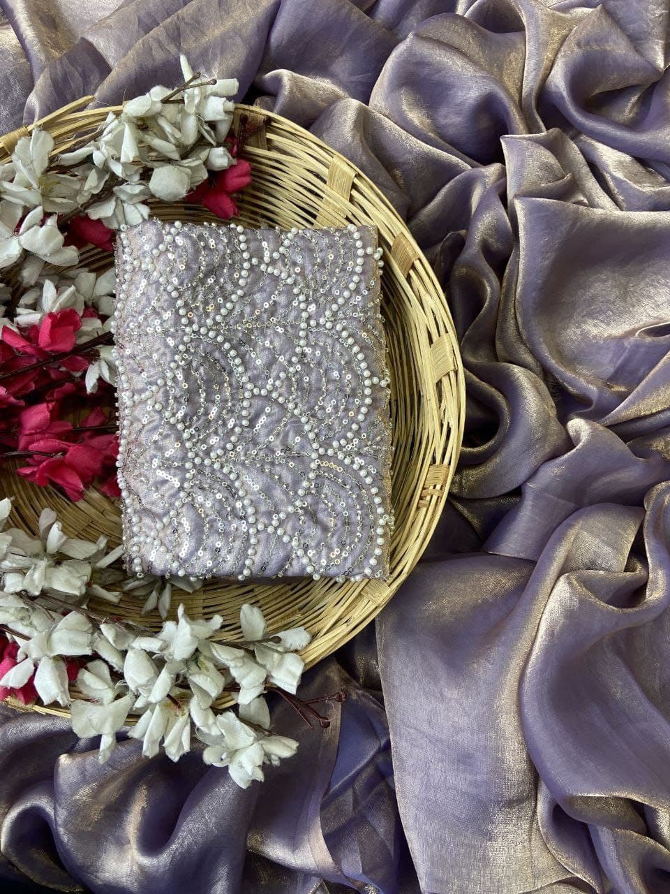 Celebrity Inspired Soft Space Silk Saree with Designer Blouse
