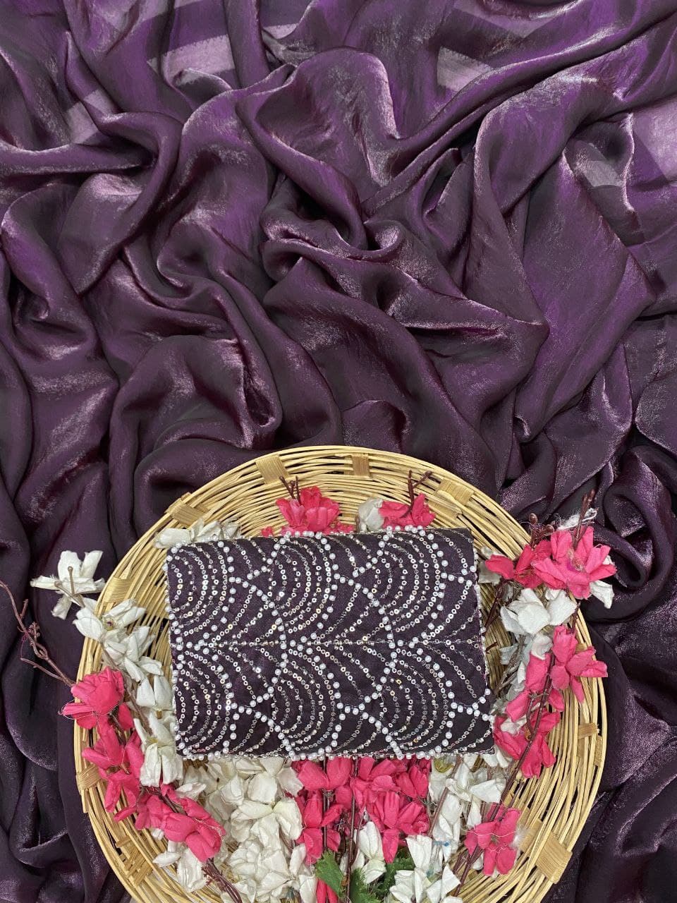 Celebrity Inspired Soft Space Silk Saree with Designer Blouse