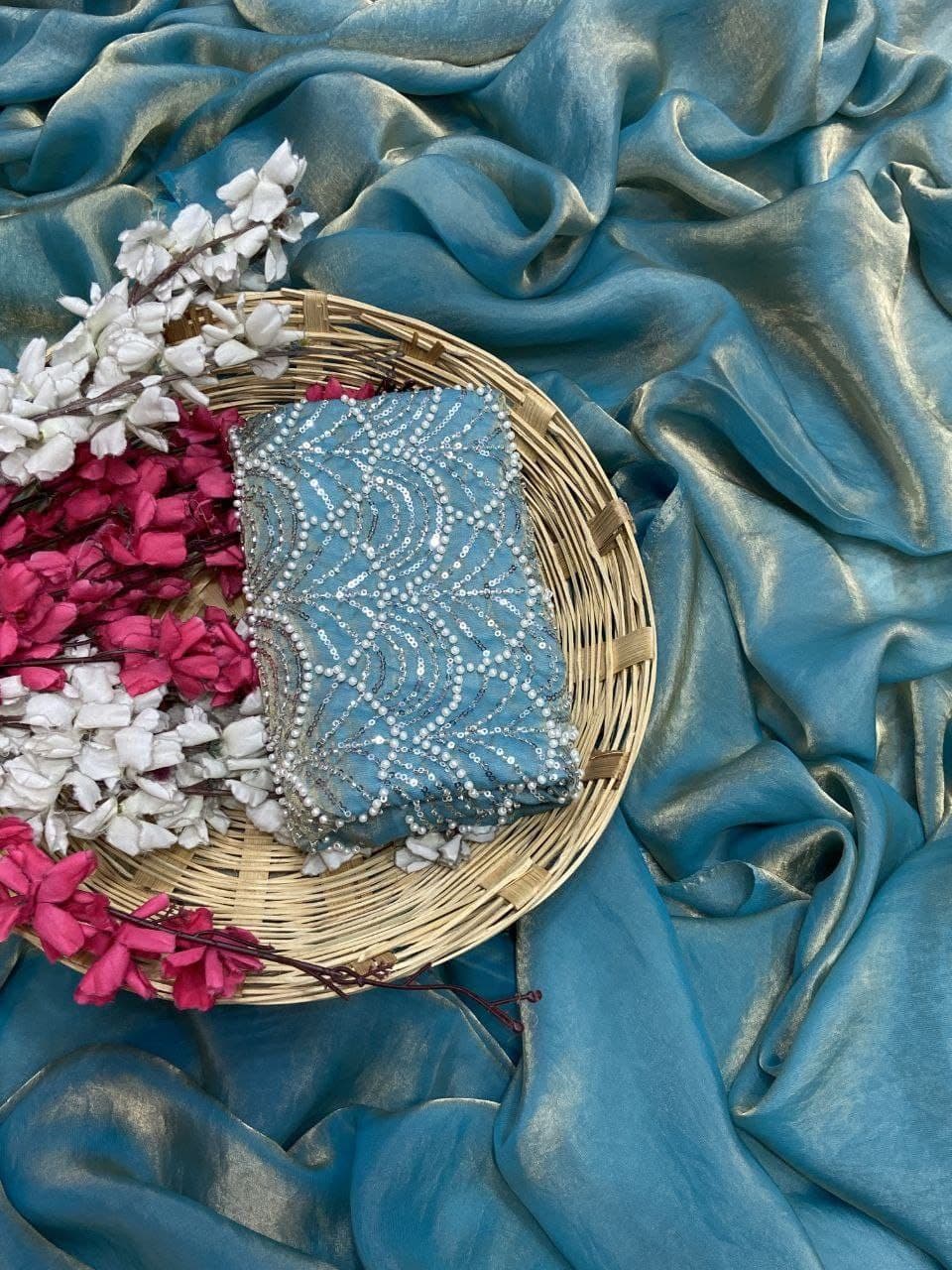 Celebrity Inspired Soft Space Silk Saree with Designer Blouse
