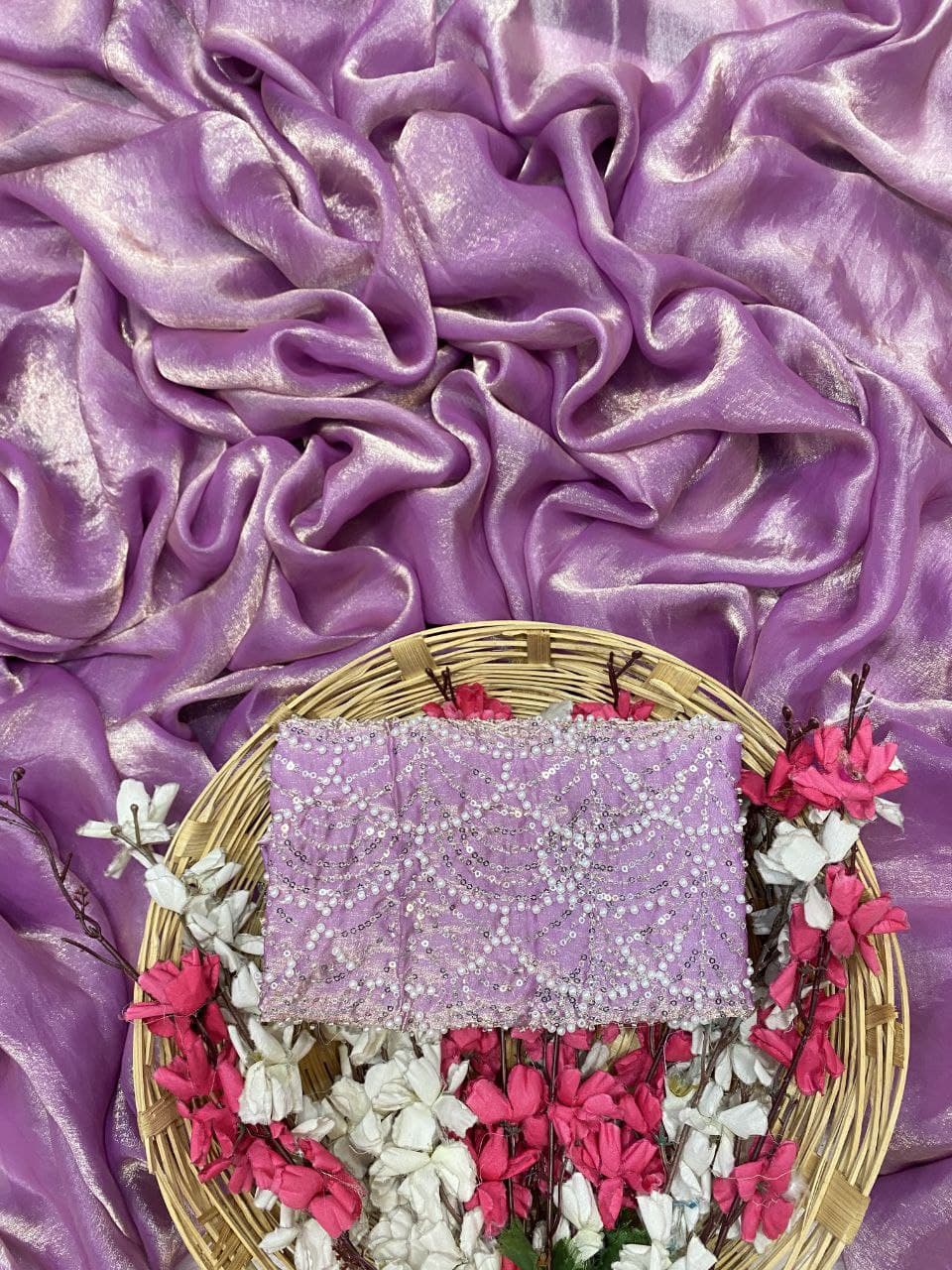 Celebrity Inspired Soft Space Silk Saree with Designer Blouse