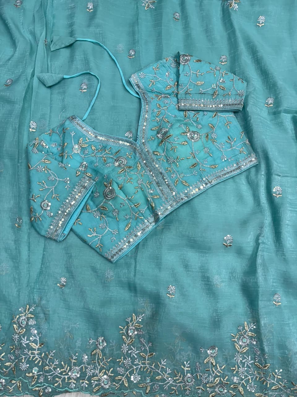 Rich Look Crunchy Silk Saree with Sequence Embroidery & Heavy Border