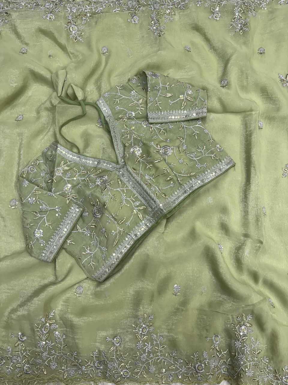 Rich Look Crunchy Silk Saree with Sequence Embroidery & Heavy Border