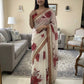 Soft Georgette Floral Print Saree with Sequence & Cording Embroidery