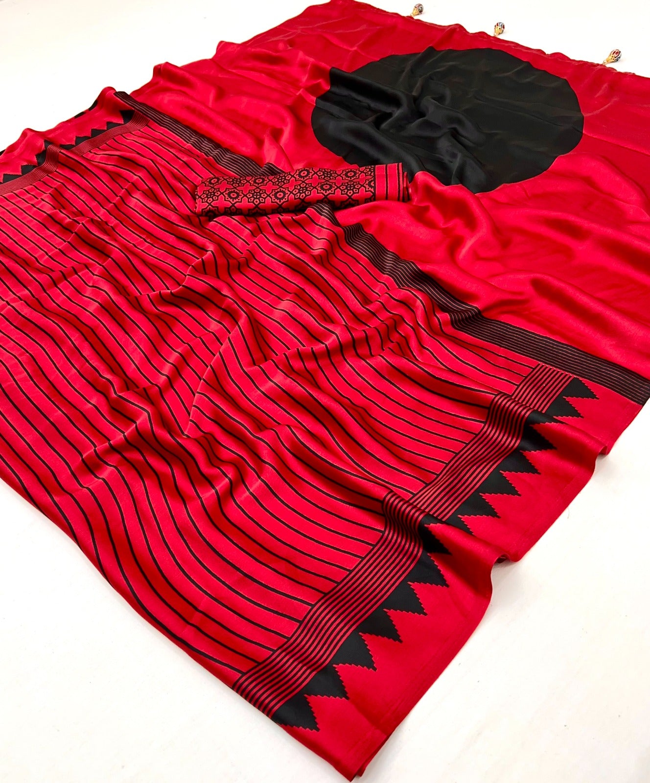 Ajrakh Luxe Semi Modal Saree with Blouse Piece – Heritage Craft, Modern Luxury