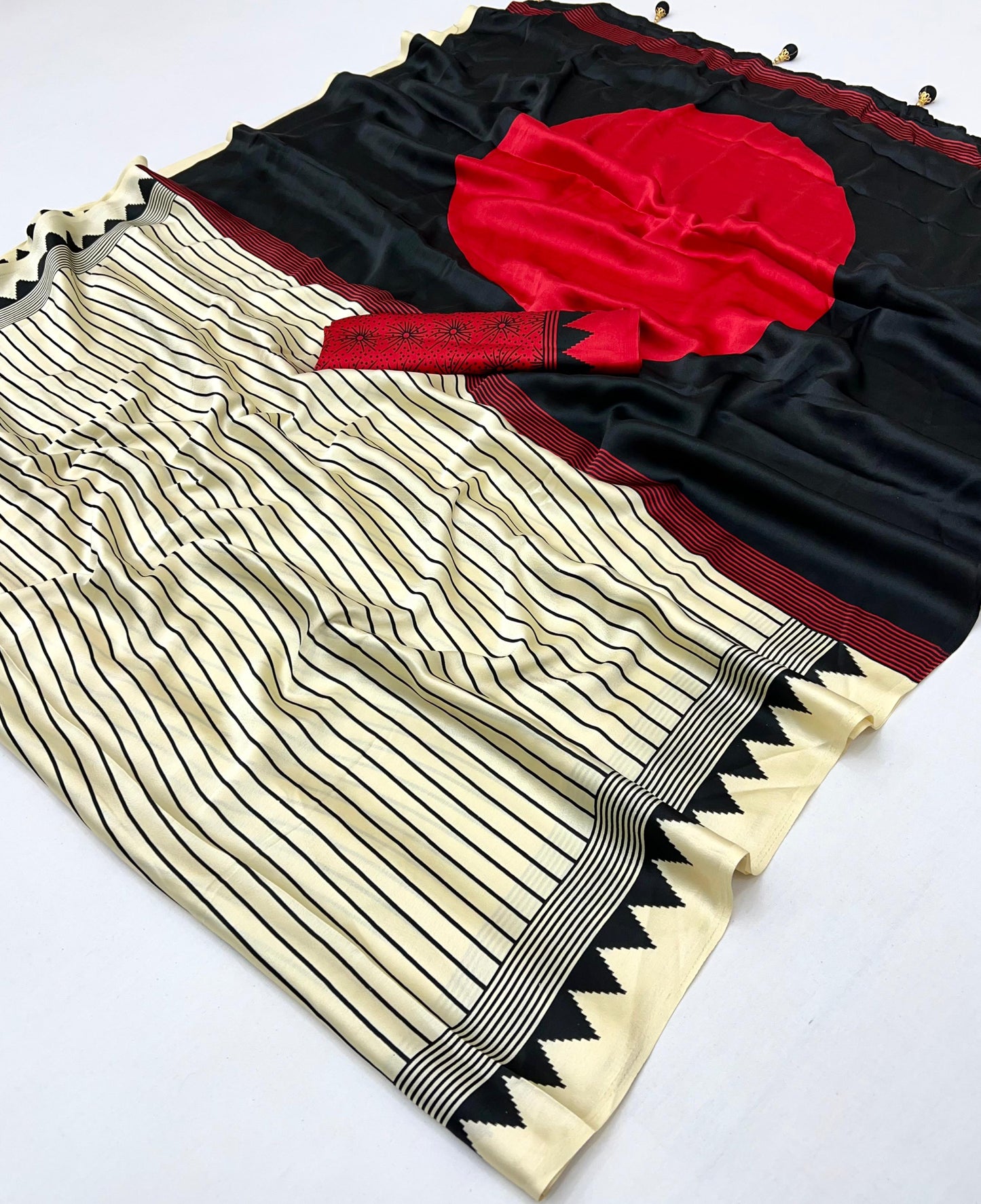 Ajrakh Luxe Semi Modal Saree with Blouse Piece – Heritage Craft, Modern Luxury