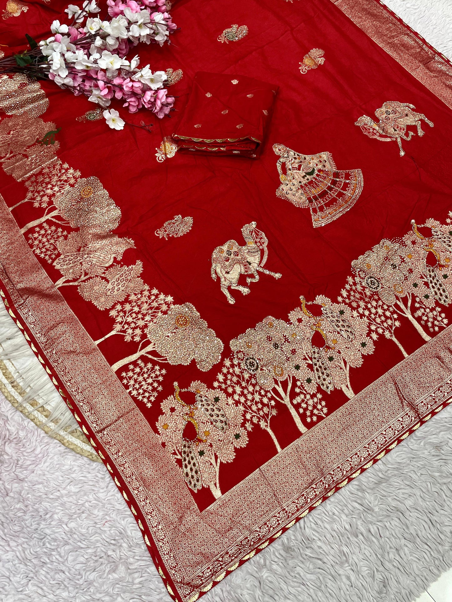 Hand-Dyed Dola Silk Saree with Zarkan & Meena Work – Artisanal Luxury Edition
