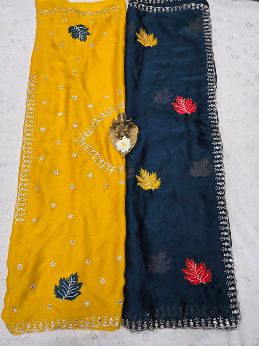 Rangoli Silk Saree with Original Jari & Real Mirror Work