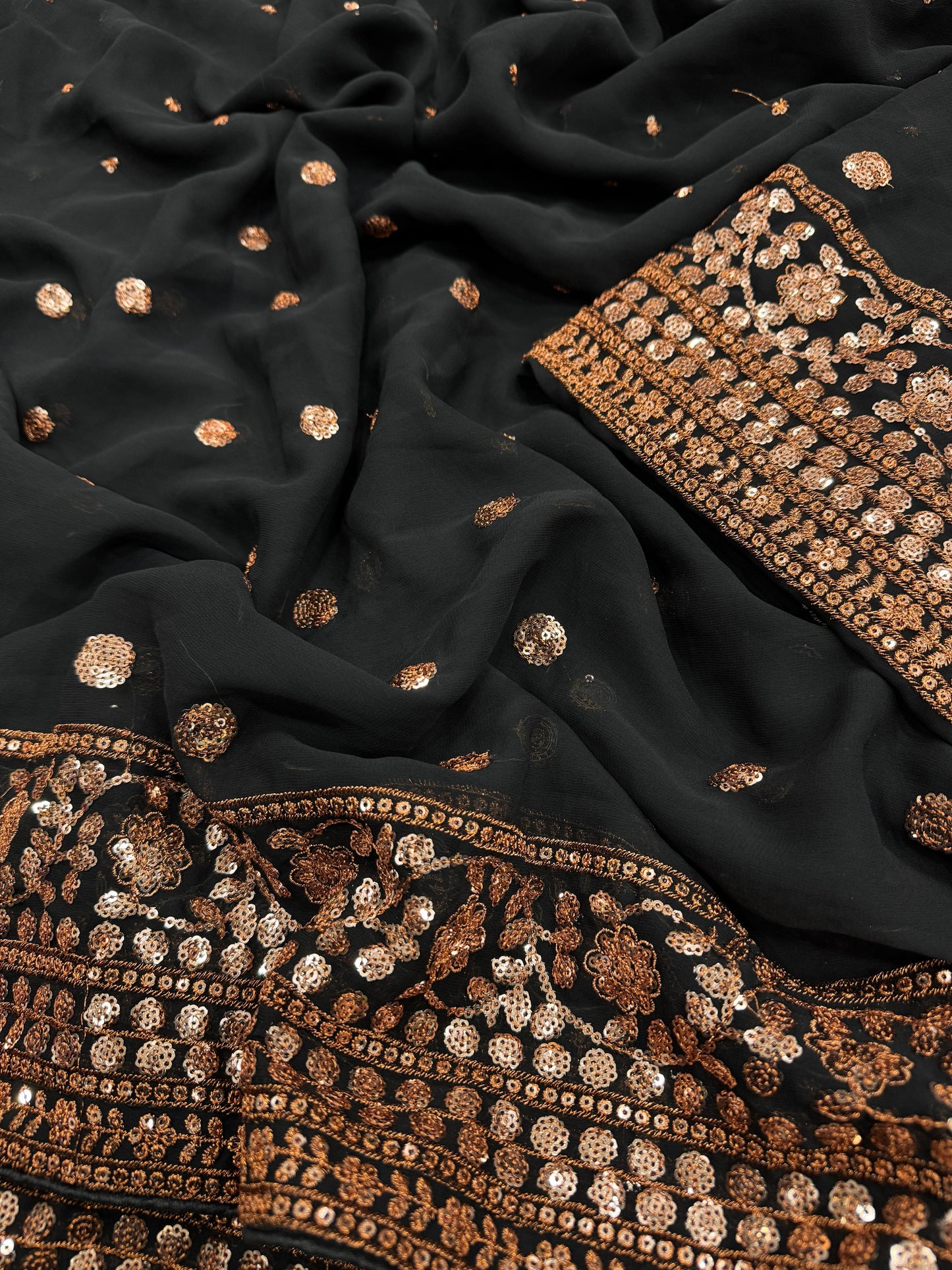 Heavy Soft Georgette Saree with Elegant Sequins Embroidery -BLACK