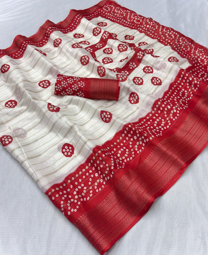 Premium Dola Silk Printed Saree with Jacquard Border & Jari Weaving