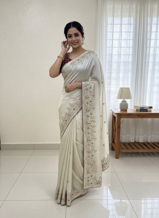Wedding Special Jimmy Chu Saree with Heavy Sequence Embroidery