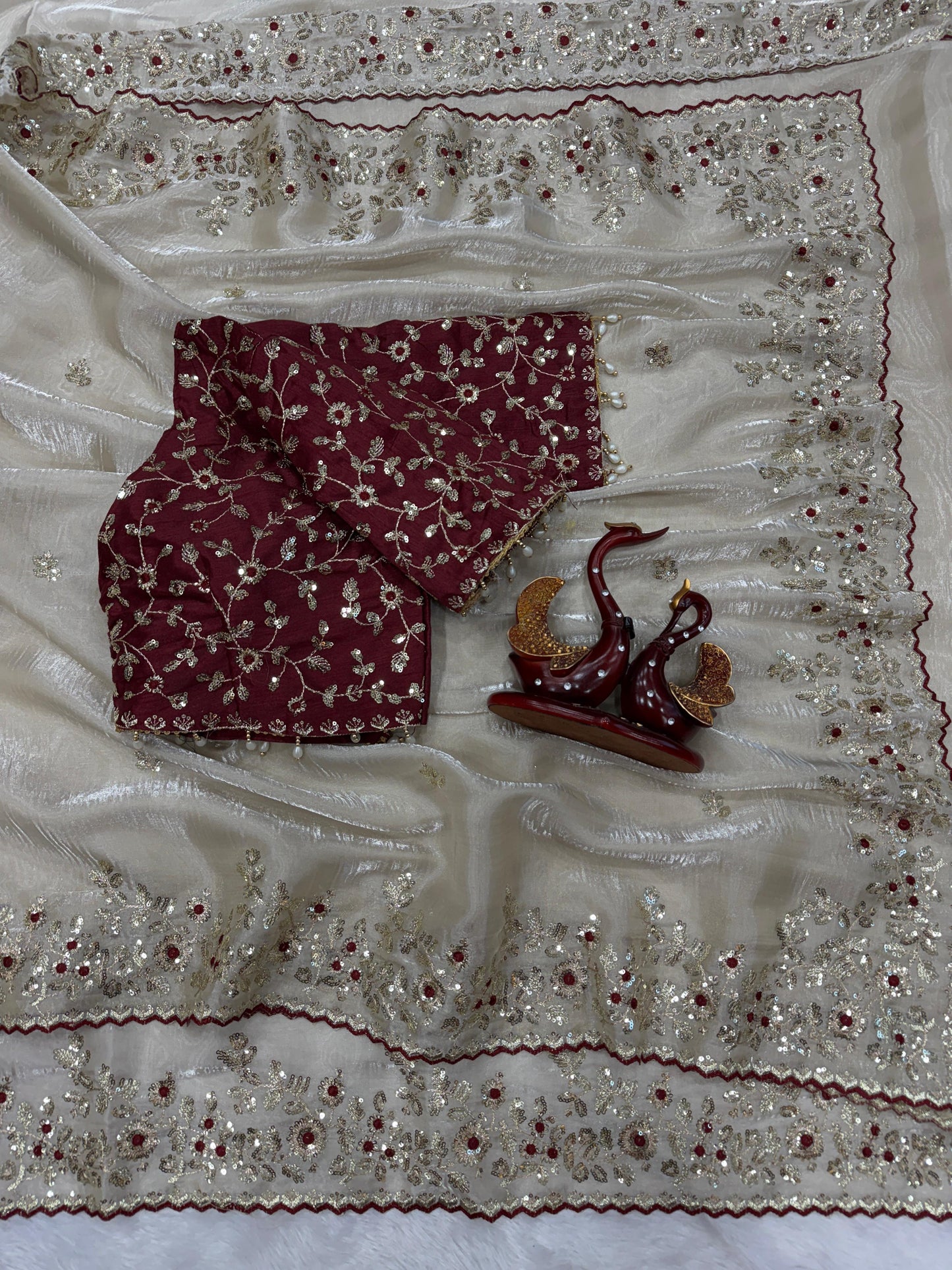 Wedding Special Jimmy Chu Saree with Heavy Sequence Embroidery