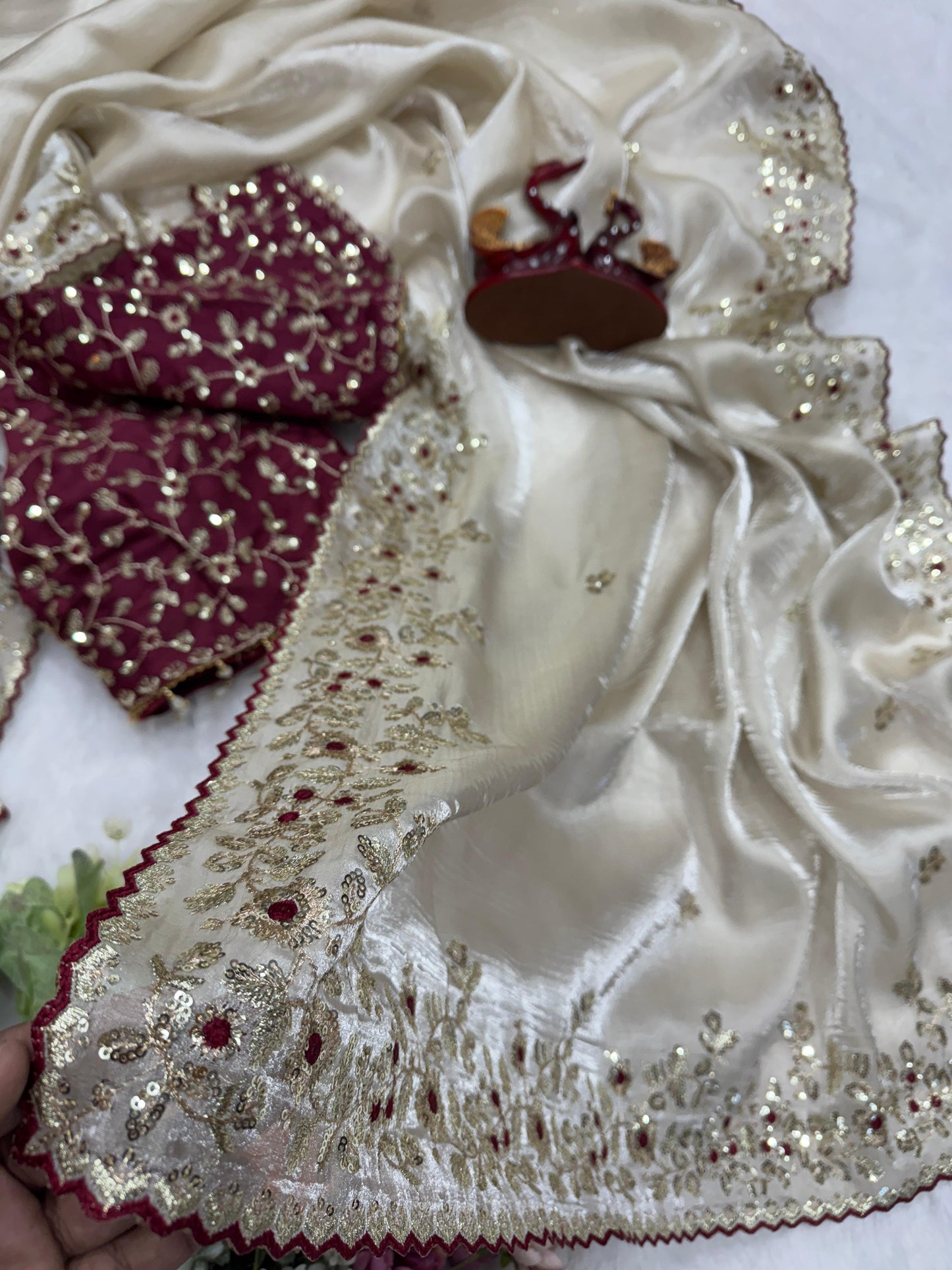 Wedding Special Jimmy Chu Saree with Heavy Sequence Embroidery