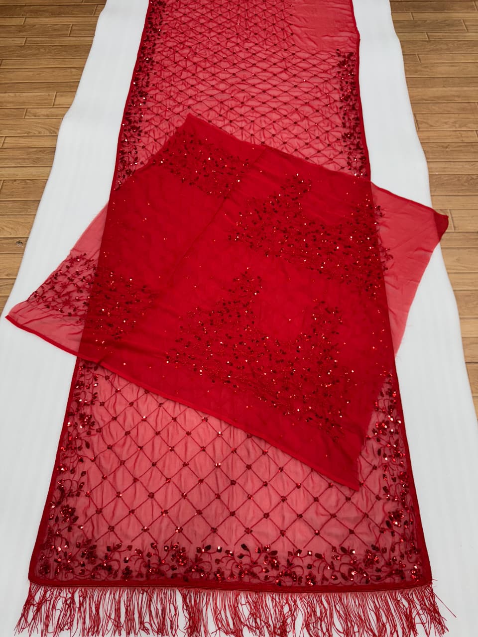 Heavy Faux Georgette Designer Saree with 5mm Sequins & Multi Embroidery