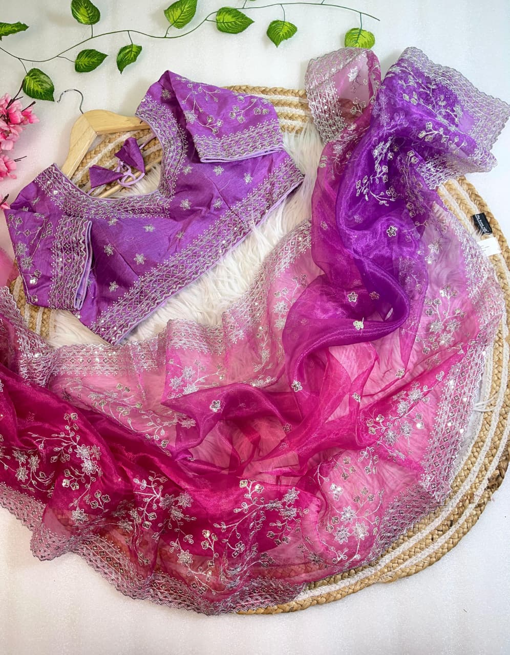 Pure Soft Organza Silk Saree with Prism Design & Heavy Embroidery Panel Border Work
