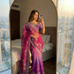 Pure Soft Organza Silk Saree with Prism Design & Heavy Embroidery Panel Border Work